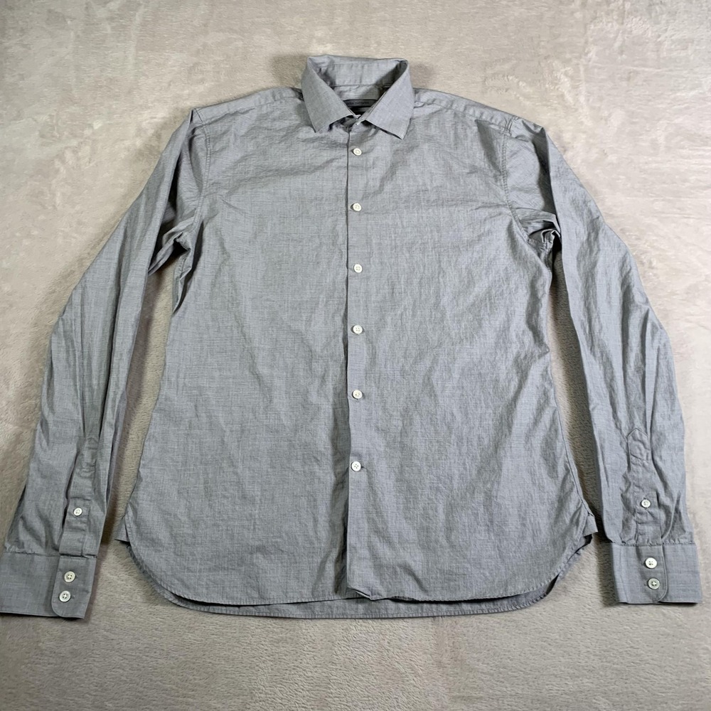 John‎ Varvatos Shirt Mens 15.5 36/37 Gray Slim Fit Long Sleeve Button Up Dress